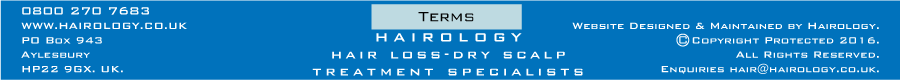 Hairology - Hair Loss Products - Dry Scalp Treatments - Alopecia Treatments - Copyright All Rights Reserved. 0800 270 7683 or email: hair@hairology.co.uk